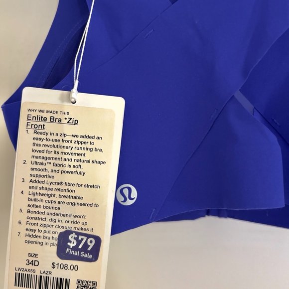 Lululemon Front Zip Sports Bra (34D) - Picture 3 of 3